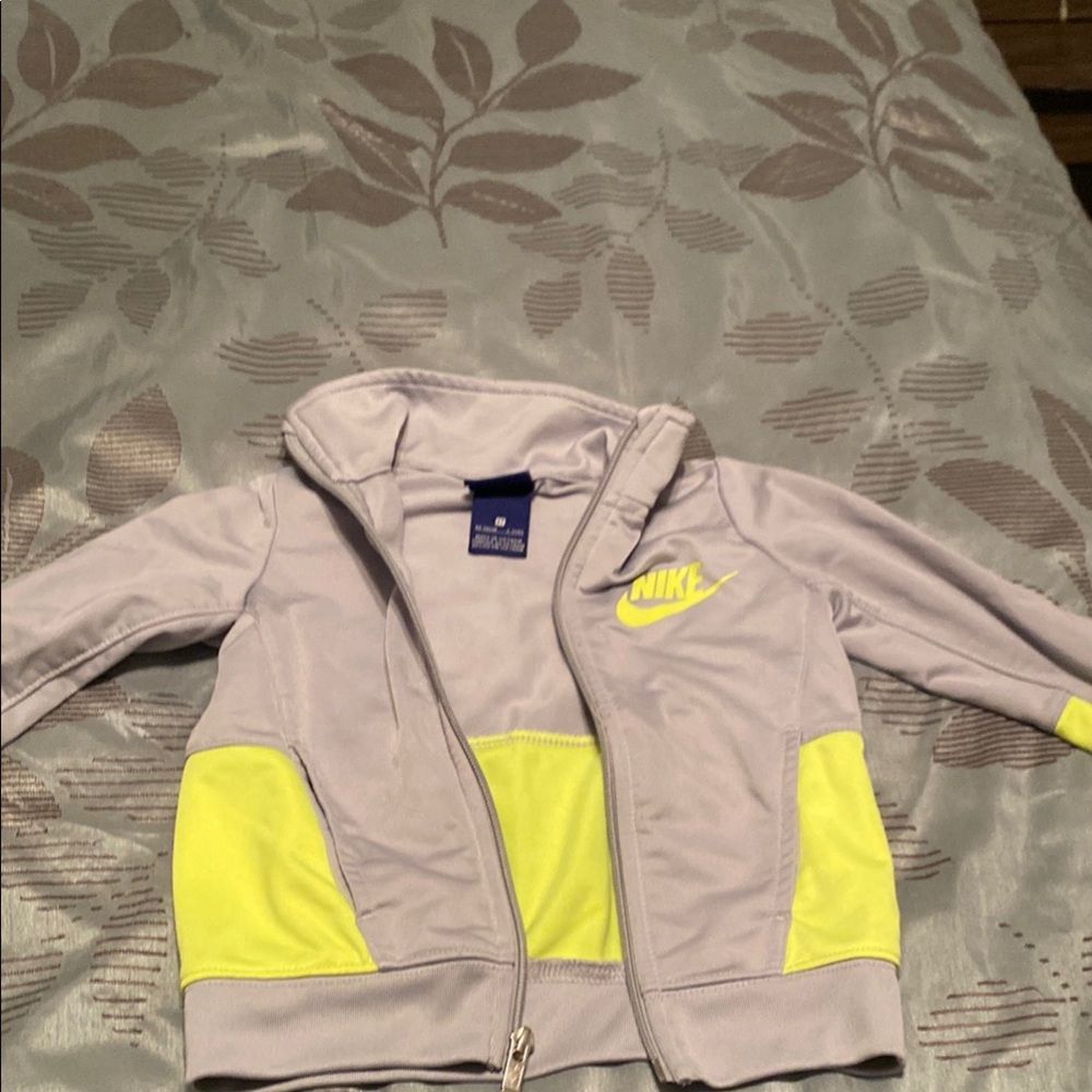 Nike Kids Gray and Neon Yellow Hoodie